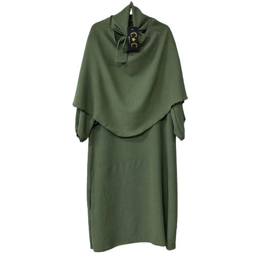 Abaya et khimar pour filles en tissu jazz kaki