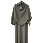 Abaya et khimar pour filles en tissu jazz taupe