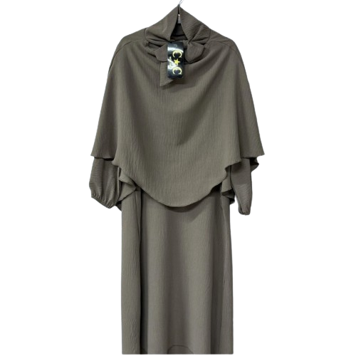Abaya et khimar pour filles en tissu jazz taupe