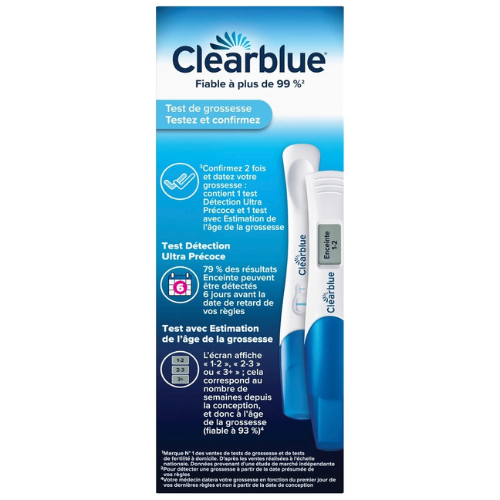 Pack de 2 tests de grossesse Clearblue "confirmez et datez"